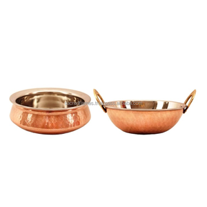 Plato para servir curry de acero inoxidable con base de cobre, sartén Karahi y tazón Handi para arroz, vajilla para hotel al por mayor - Product Image 4