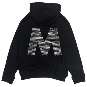 Sudadera con Capucha Personalizada con Logotipo de Pedrería para Hombre, Negra, Informal, Corte Regular, Estilo Otoñal, Estampado Brillante - Product Image 3