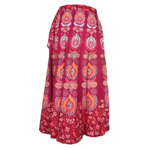 กระโปรงผ้าฝ้ายสำหรับสุภาพสตรี,พิมพ์ลายบล็อกมือ SW0405 - Product Image 1