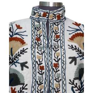 Chaqueta Bomber de Mujer con Cuello en V, Diseño Floral Vintage, Bordado Suzani TNT, Ecológica, Transpirable, de Secado Rápido, Tejido de Algodón - Product Image 3