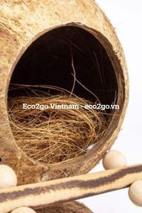 บ้านนกมะพร้าวธรรมชาติแบบสั่งทำพิเศษ – ที่พักทำมือจากเปลือกมะพร้าวสำหรับนกขนาดเล็ก เหมาะสำหรับสวนและพื้นที่กลางแจ้ง - Product Image 6