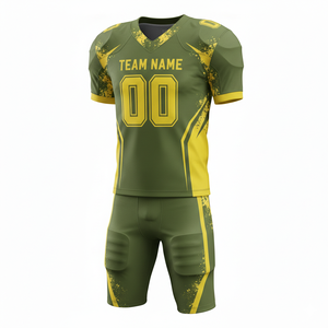 Ensemble de maillot et short de football américain personnalisé, sublimé, respirant, avec logo sur le devant, 100 % polyester, antibactérien - Product Image 1