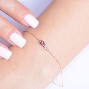 Bracelet délicat en tourmaline unique, argent sterling 925 plaqué or 14 carats, bijou raffiné, cadeau pour elle - Product Image 6