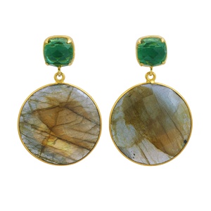 Boucles d'oreilles en argent sterling 925 avec pierres précieuses en labradorite naturelle etsy top Boucles d'oreilles plaquées or 18 carats - Product Image 1