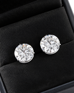 18K White Gold Lab Diamond Large Round Brilliant Martini Solitaire Stud | IGI Certified | Statement Bridal Title 3: - Product Image 3