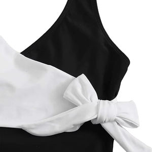 Traje de Baño Personalizado Nuevo, Talla Grande, Sexy, Estampado, de Una Pieza, Corte Alto, para Mujer, en Blanco y Negro - Product Image 6