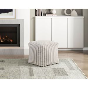 Pouf Moderno Quadrato in Tessuto Corduroy Bianco, Sgabello Poggiapiedi Antiscivolo, Poltrona Sacco Elegante 1 pz - Product Image 5