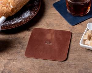 OEM Custom Brand <b>Full</b> Grain Buffalo Leather Coasters Set Vintage Handcrafted Drink Cup Placemats Manufacturer LC-0051C - Product Image 3