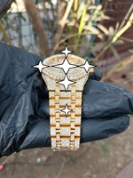 Montre de luxe pour homme en or jaune 42 mm, cadran analogique rond, mouvement à cristal saphir, fermoir pliant, lumineuse, tendance