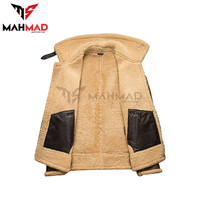 Veste d'hiver chaude pour homme, doublée de fourrure, style aviateur B3, en peau de mouton véritable, fermeture éclair, fabrication OEM.
