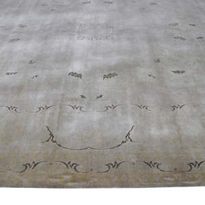 Hand Knotted Pure Wool Area <b>Rug</b> Low Pile Minimalist Neutral Border Carpet for Contemporary Living Room - Product Image 5
