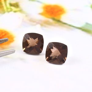 Cuarzo Ahumado Natural Marrón de 23x23 mm, Corte Cuadrado Cojín, Facetado, Calibrado, Calidad AAA, para Fabricación de Joyas, Lote al por Mayor - Product Image 6