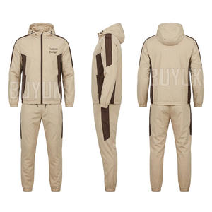 Unisex Black <b>Pink</b> Color Blocking <b>Tracksuit</b> Full Sleeve Zipper Stand Collar Sporty Regular Fit Polyester Autumn Wear - Product Image 3
