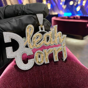 Collier pendentif pour homme personnalisé à deux tons avec inscription de nom, bling bling, hip hop, rappeur, diamant moissanite glacé, plaqué or, grand collier de fête, 925 - Product Image 5