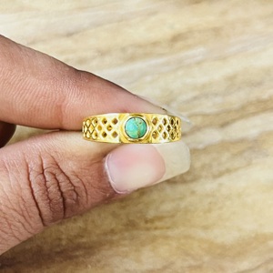 Luxury Style Premium Geometric <b>Ring</b> <b>Turquoise</b> Brass 18k Gold Plated <b>Ring</b> Statement Dainty Modern Wholesale Handmade Unisex <b>Ring</b> - Product Image 4