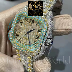 Reloj Mecánico Cuadrado Premium con Incrustaciones de Diamantes, Correa de Acero Inoxidable, Esfera con Números Romanos, Tono Dorado, Visualización de Fecha, Reloj de Pulsera Hip Hop para Hombre - Product Image 2
