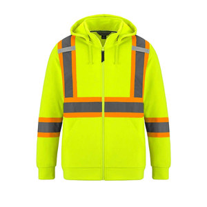 Chaqueta de Trabajo de Alta Visibilidad de Poliéster Unisex Verde con Cuello Negro Reflectante, Ropa de Seguridad con Protección Contra Pinchazos - Product Image 1