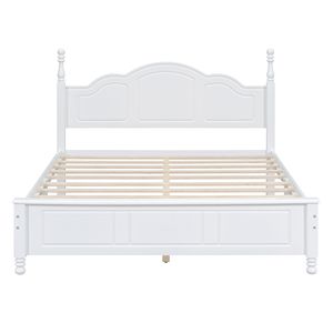 Letto matrimoniale in legno stile retrò con finitura bianca e supporto a doghe in legno - Product Image 3