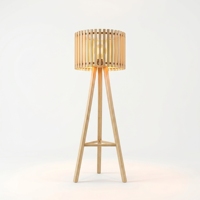 Lámpara de Pie LED Moderna de Madera de Teca, Trípode con Rama Natural, Pantalla de Luz, Mueble de Iluminación de Lujo Balinés Hecho a Mano de Primera Calidad