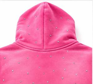 เสื้อฮู้ดฟลีซสีชมพูทรงโอเวอร์ไซส์ แบรนด์ Fantastic Apparel พร้อมซิป ประดับดาวคริสตัลและลายพิมพ์กลิตเตอร์ เสื้อสเวตเชิ้ตลำลองสำหรับทุกเพศ - Product Image 6