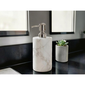Distributeur de savon en marbre noir naturel avec pompe manuelle, flacon distributeur de liquide en pierre pour la décoration de salles de bain d'hôtels haut de gamme - Product Image 3