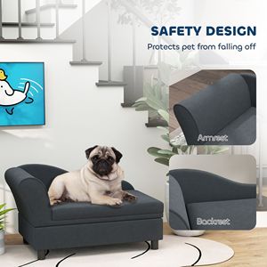 Divano Letto per Animali Domestici Grigio Scuro con Vano Portaoggetti per Gatti e Cani di Piccola Taglia, Arredamento per Gatti - Product Image 6
