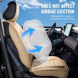 Coprisedili per auto universali in ecopelle Beige 2 pezzi con Design Semi-chiuso e compatibilità con l'airbag per poggiatesta rimovibile per la maggior parte delle auto - Product Image 5
