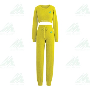 Chándal personalizado de manga larga para mujer, conjuntos de pantalones y suéter. - Product Image 3