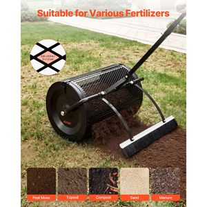 Spargiconcime da 24 Pollici con Maniglia a Spinta/Trazione, 4 Altezze Regolabili, Spargitore di Torba e Fertilizzante da Giardino in Acciaio Verniciato a Polvere - Product Image 4