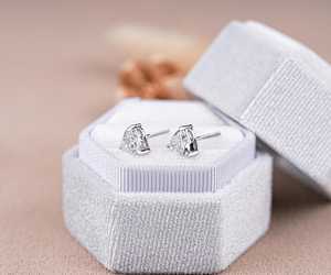 IGI Lab Diamond <b>Stud</b> Trillion Cut <b>Stud</b> <b>Earrings</b> 14K Gold Minimalist <b>Earrings</b> Everyday Wear <b>Earring</b> Pair Vintage Style <b>Earrings</b> - Product Image 3
