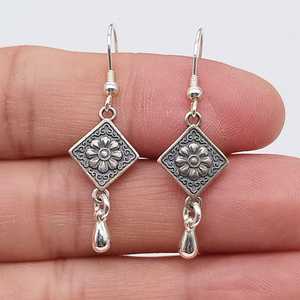 Vintage Peace Drop <b>Earrings</b> 925 Sterling Silver Oxidized Handmade Jewelry Bulk Export Supplier Nikhil Gems NG-033 Trendy Women's - Product Image 1
