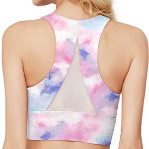 Tie Dye Sports Bra Criss <b>Cross</b> Back Yoga Bra Breathable Padded Fitness <b>Top</b> for Women Gym Running Workout - Product Image 4