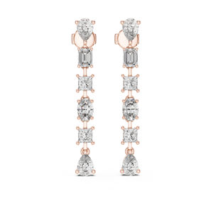 Pendientes de Diamantes Cultivados en Laboratorio con Corte Princesa/Pera/Ovalado en Oro Rosa de 14K |   Anillo de Boda |   Diamante Cultivado Nuevo - Product Image 1