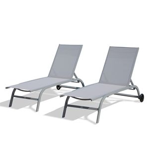 Set di 2 Lettini Prendisole Regolabili da Esterno con Ruote a 5 Posizioni per Piscina e Uso Esterno - Product Image 1