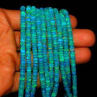 Perles Rondelles Lisses en Opale Bleue d'Éthiopie AAA, 3-5mm, Pierre Naturelle, Fil de 16 Pouces, Marque LUSTRE, Fournitures pour la Fabrication de Bijoux