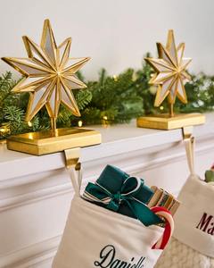Premium Gold Star <b>Christmas</b> Stocking Holder <b>For</b> Mantel Weighted Xmas Hanger Metal Starburst Hook <b>Christmas</b> Decor Xmas Ornament - Product Image 2