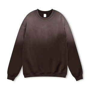 Sudadera de cuello redondo de algodón de 400 g/m² con lavado ácido, estilo oversize, efecto descolorido por el sol, teñido con pigmento, bordada, ropa de calle de invierno para hombre y mujer - Product Image 1