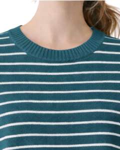 Gilet pull sans manches en tricot rayé bleu sarcelle personnalisé pour femme, col rond, léger, décontracté, tendance estivale - Product Image 4