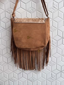 Bolso de mano para mujer, estilo occidental, cuero de vaca, flecos tallados, borde de color turquesa, bolso bandolera, bolso bohemio con flecos - Product Image 3