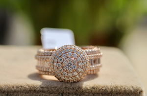 Bague de cocktail plaquée or rose pour femme, forme boule, micro-pavé de zircon cubique, bague de fiançailles et de mariage glamour et tendance - Product Image 2
