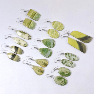 Pendientes de Jaspe Verde Natural al por Mayor, Hechos a Mano, con Piedras Preciosas, Chapados en Plata de Ley 925, Joyería de Moda al por Mayor, Estilo Boho - Product Image 6