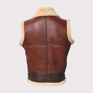 Custom Shearling Hooded Vest Men's Sheepskin Leather Vest - Product Image 4