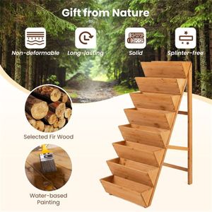 Support de jardinière en bois de sapin à 8 niveaux, 40'' x 24'' x 59'', jardinière verticale surélevée pour légumes, herbes et fleurs - Product Image 5