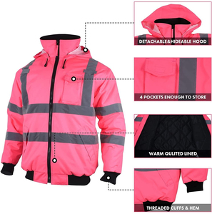 Custom logo Multi Pocket High Visibility Reflective <b>Jacket</b> Security Work <b>Jacket</b> Hi-vis Safety <b>Jacket</b> - Product Image 5