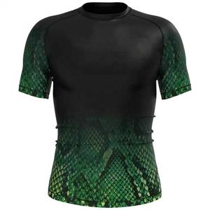 Rashguard de compression pour homme à manches longues en peau de serpent personnalisée, protection UV, pour MMA, BJJ, Jiu Jitsu, surf, natation, gym et fitness - Product Image 1