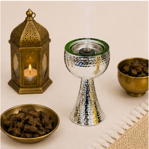 Metal Bakhoor Burner Arabic Mabkhara Stainless Steel Oud Burner Silver Hammered Censer for Ramadan Eid Home <b>Decor</b> - Product Image 2