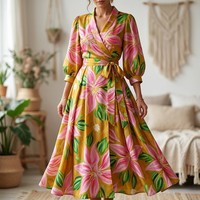 Tela de Moda Estampada de Poliéster y Viscosa Satinada para Blusas, Kimonos, Camisas y Prendas Femeninas de Primera Calidad
