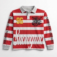 Maillot de baseball respirant à manches courtes rayé pour garçons Snowgrace, logo brodé, col rabattu, coupe décontractée, vêtements pour adultes