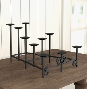Matte Black Iron Candle Stand Circular Base Home Decoration Modern Table Centerpiece - Product Image 3