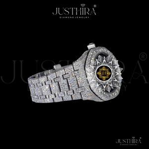 Bracelet-montre de luxe en acier inoxydable avec diamants en moissanite et quartz, design tendance HipHop, 100% passe le testeur de diamants - Product Image 3